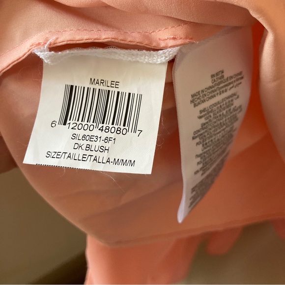 BCBG Maxazira Marilee 100% SILK chiffon high neck dress M peach pink blush CL3 - Picture 15 of 16